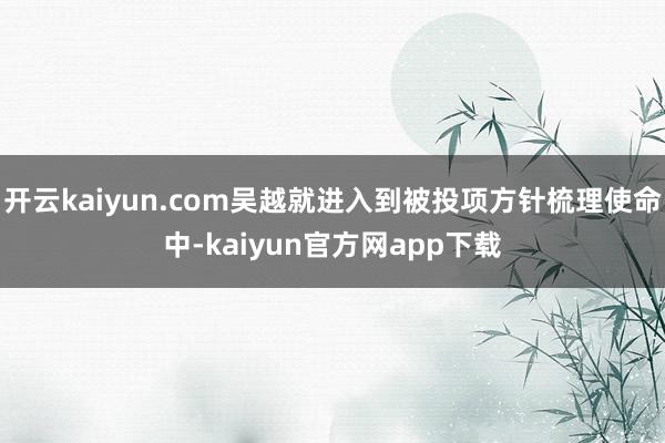 开云kaiyun.com吴越就进入到被投项方针梳理使命中-kaiyun官方网app下载