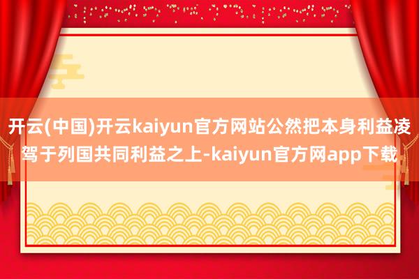 开云(中国)开云kaiyun官方网站公然把本身利益凌驾于列国共同利益之上-kaiyun官方网app下载