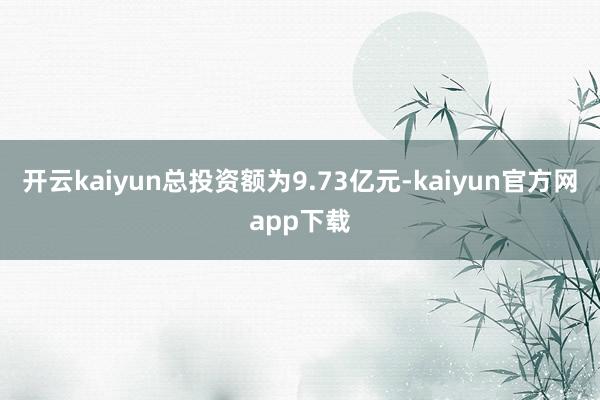 开云kaiyun总投资额为9.73亿元-kaiyun官方网app下载