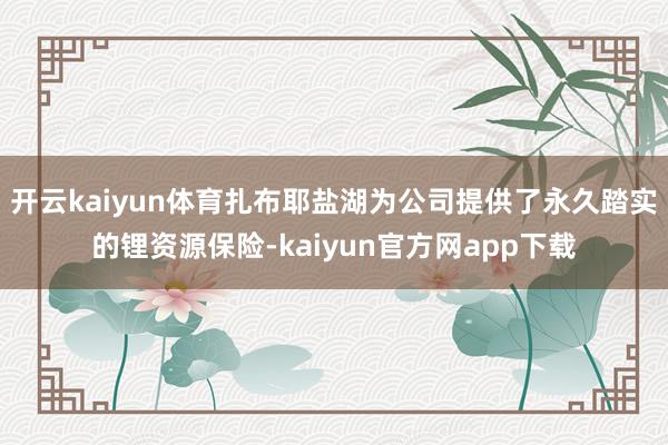 开云kaiyun体育扎布耶盐湖为公司提供了永久踏实的锂资源保险-kaiyun官方网app下载